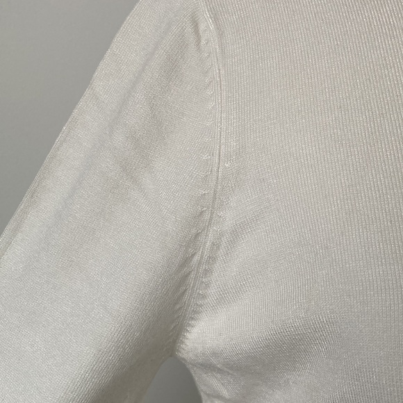 Express Design Studio White 3/4 Sleeve Button Down Sweater - Picture 6 of 10